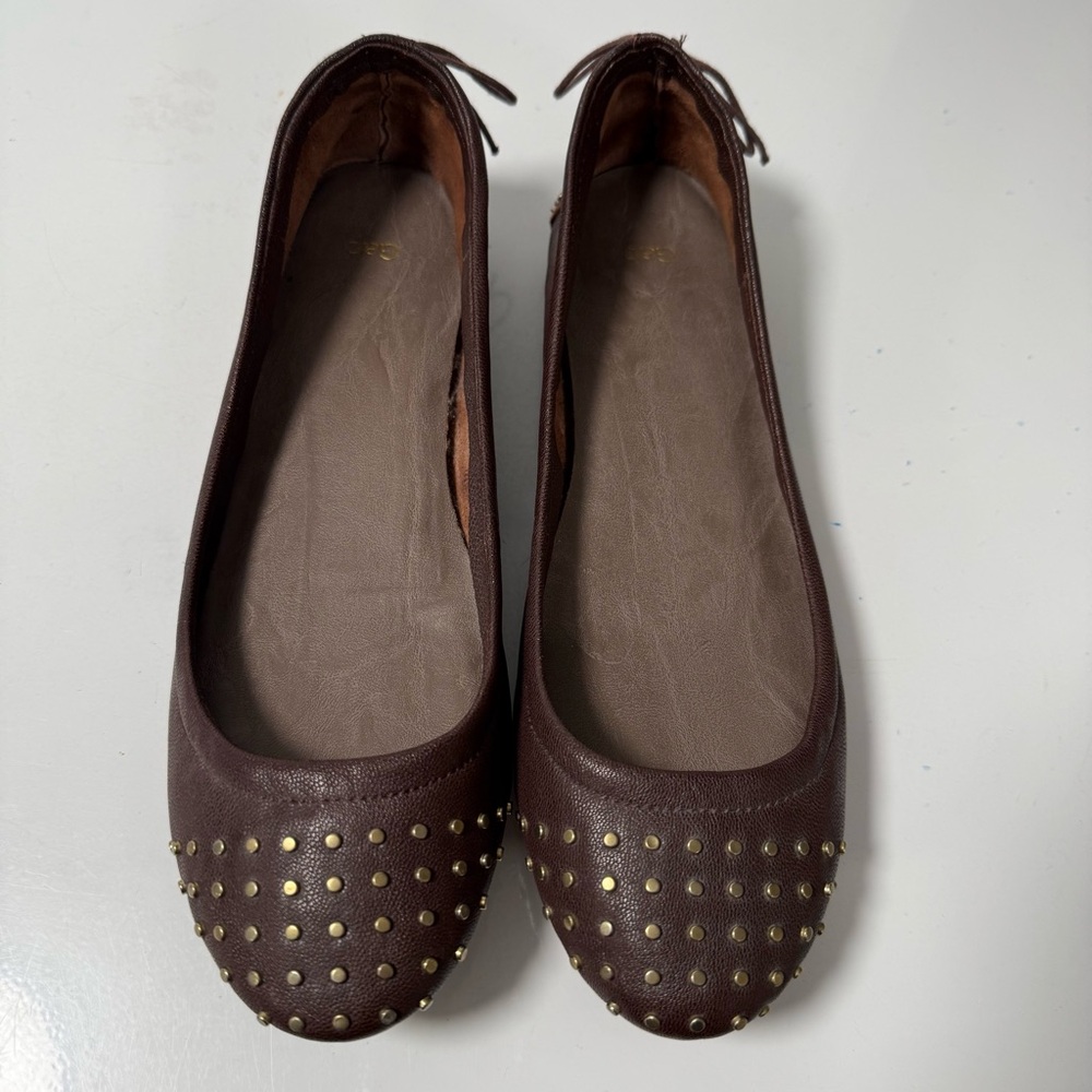 GAP Brown Studded Tie Back Ballet Style Flats - Picture 2 of 14
